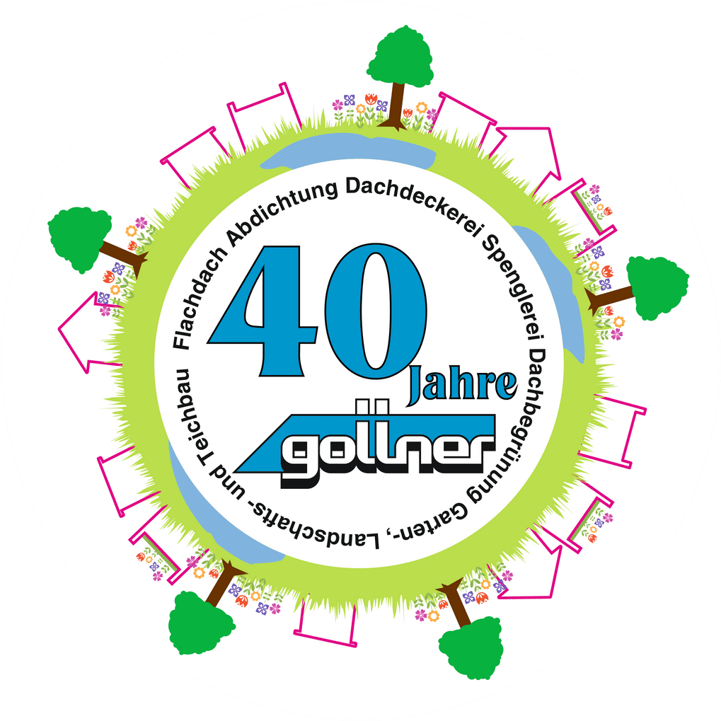 Gollner GmbH - Dachdeckerei, Spenglerei, Garten- und Landschaftsgestalter Abbildung: 40 Jahre-Gollner Sujet